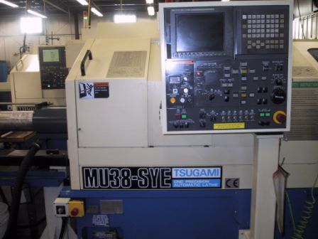 1 1/2 , Tsugami, No. MU38SY, Fanuc 18iTA, 12' Bar Feed,Twin Tureet,6 Live pos.,2005