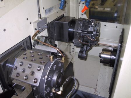 1 1/2 , Tsugami, No. MU38SY, Fanuc 18iTA, 12' Bar Feed,Twin Tureet,6 Live pos.,2005