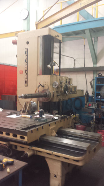 5 , Giddings & Lewis 350 T, 144 x, 110 y, 72 z, 7.5 - 467 RPM, outboard support, 30 Facing head, right angle spindle attach, 1956